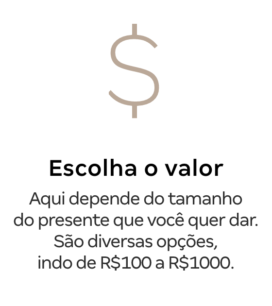 Escolha o valor cartão presente